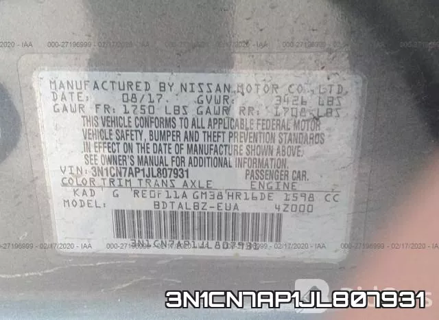 3N1CN7AP1JL807931 фото 10