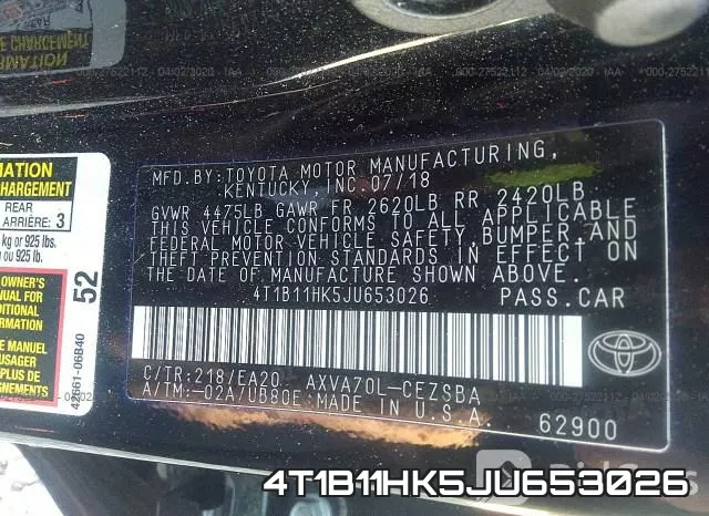 4T1B11HK5JU653026 фото 10