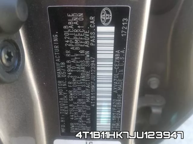 4T1B11HK7JU123947 фото 2