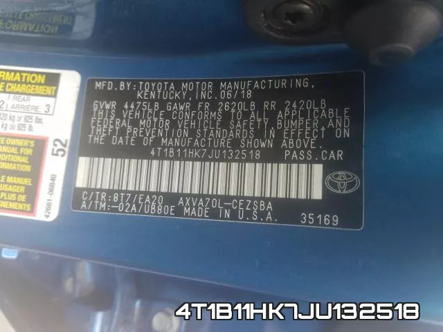 4T1B11HK7JU132518 фото 2