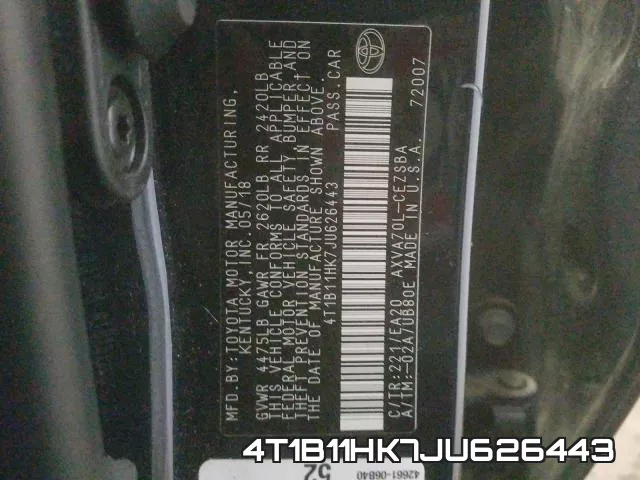4T1B11HK7JU626443 фото 2
