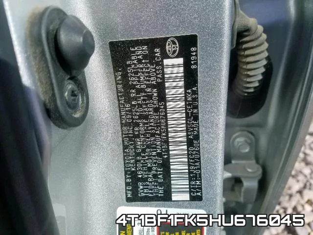4T1BF1FK5HU676045 фото 2