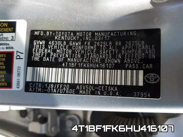 4T1BF1FK6HU416107 фото 2