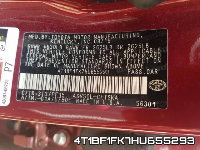 4T1BF1FK7HU655293 фото 2