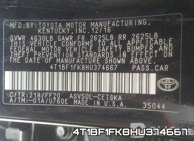 4T1BF1FK8HU374667 фото 10