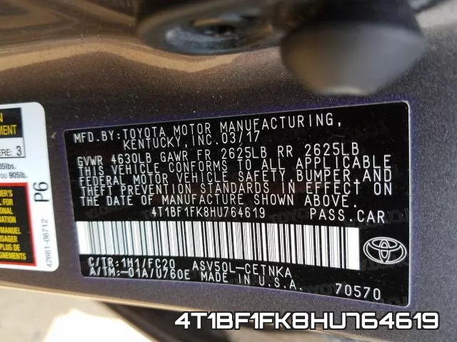 4T1BF1FK8HU764619 фото 2