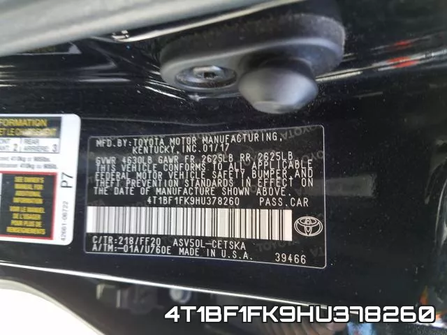 4T1BF1FK9HU378260 фото 2