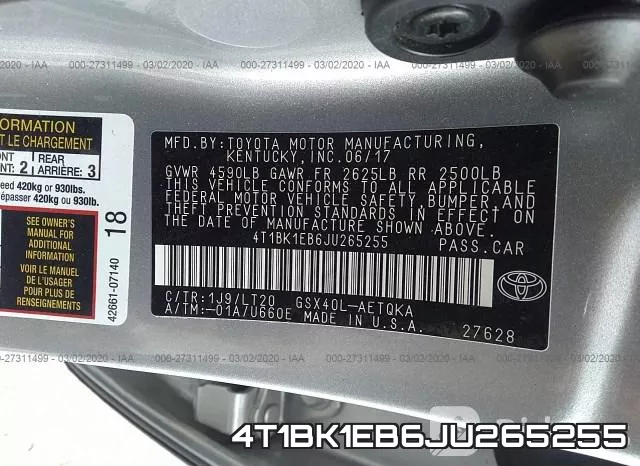 4T1BK1EB6JU265255 фото 10