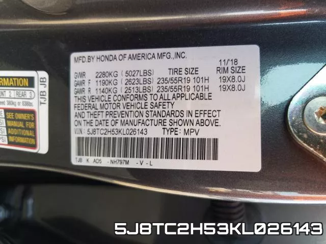 5J8TC2H53KL026143 фото 2