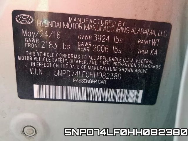 5NPD74LF0HH082380 фото 2