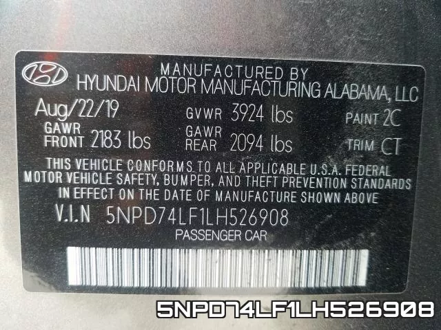 5NPD74LF1LH526908 фото 2