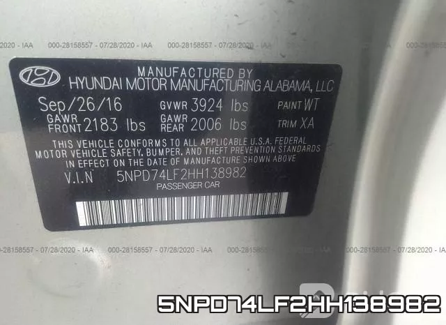 5NPD74LF2HH138982 фото 10
