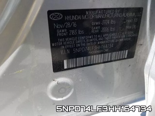 5NPD74LF3HH164734 фото 2