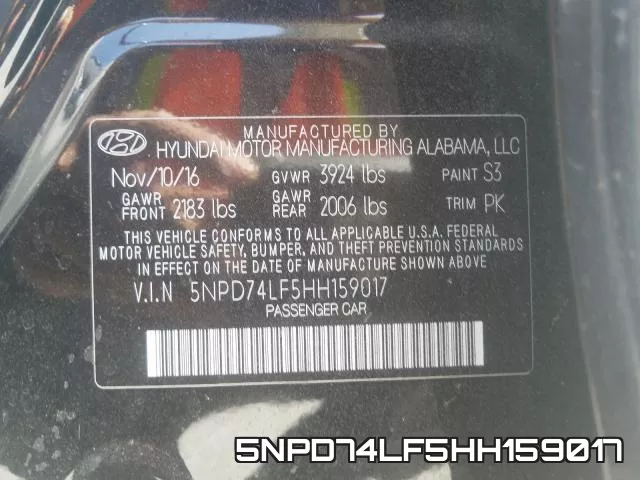 5NPD74LF5HH159017 фото 2