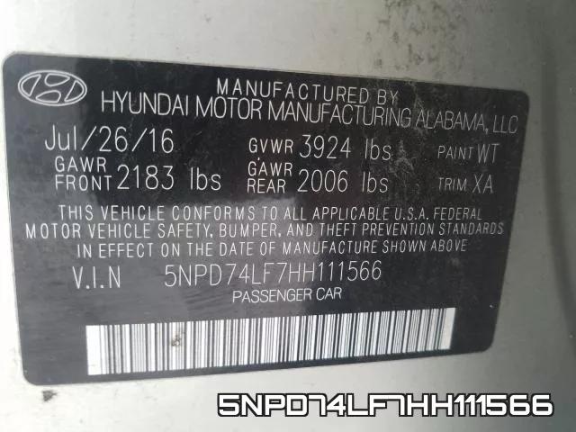 5NPD74LF7HH111566 фото 2