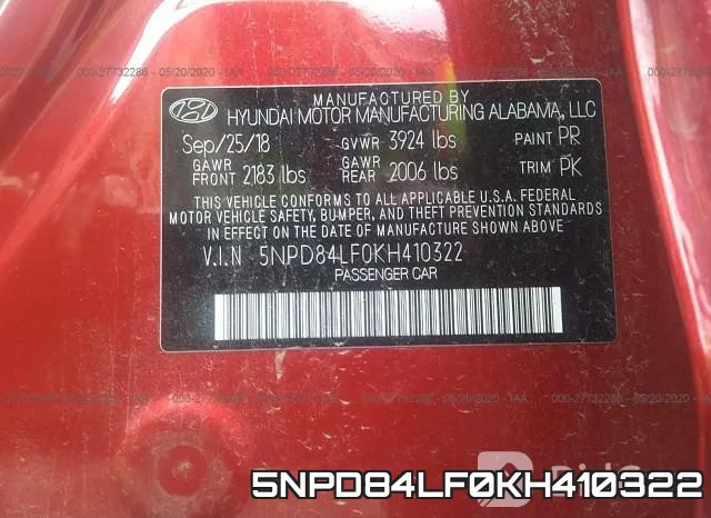 5NPD84LF0KH410322 фото 10