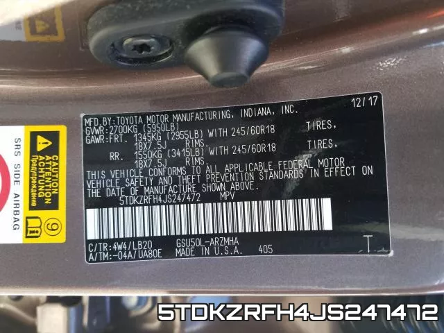 5TDKZRFH4JS247472 фото 2