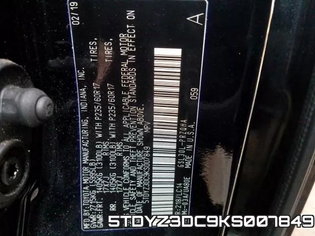 5TDYZ3DC9KS007849 фото 2