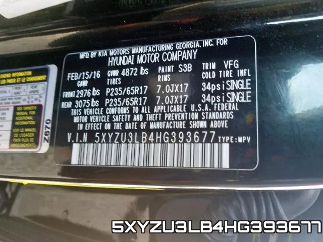 5XYZU3LB4HG393677 фото 2