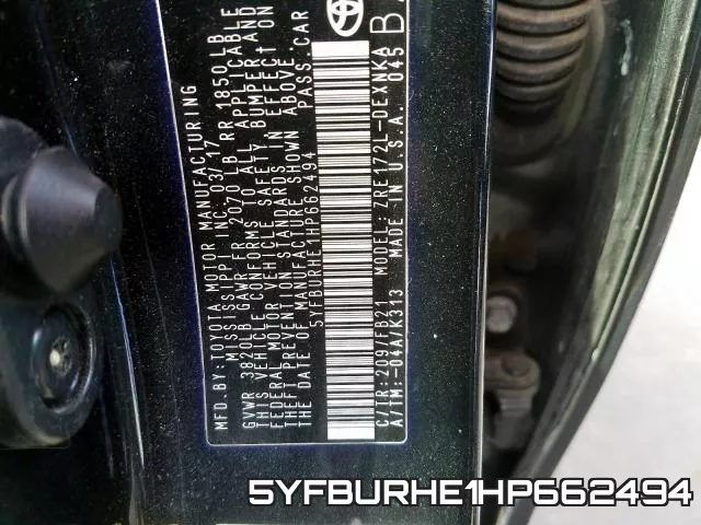 5YFBURHE1HP662494 фото 2