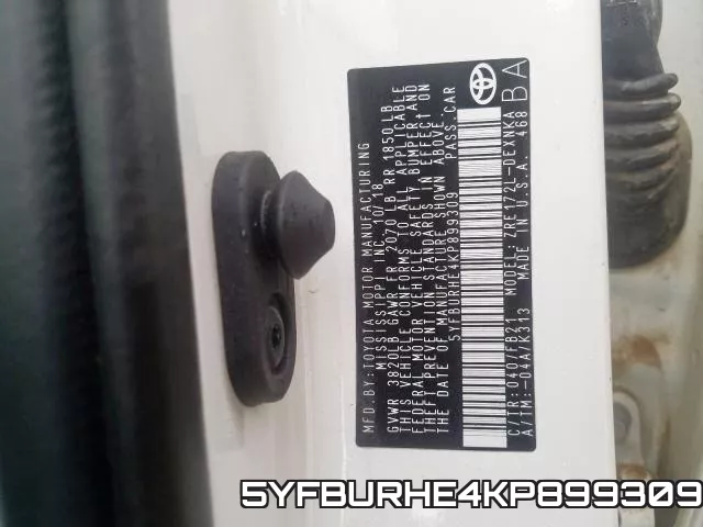 5YFBURHE4KP899309 фото 2