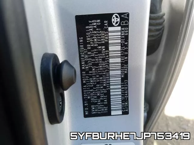 5YFBURHE7JP753419 фото 2