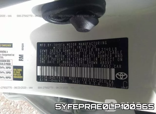 5YFEPRAE0LP100965 фото 10