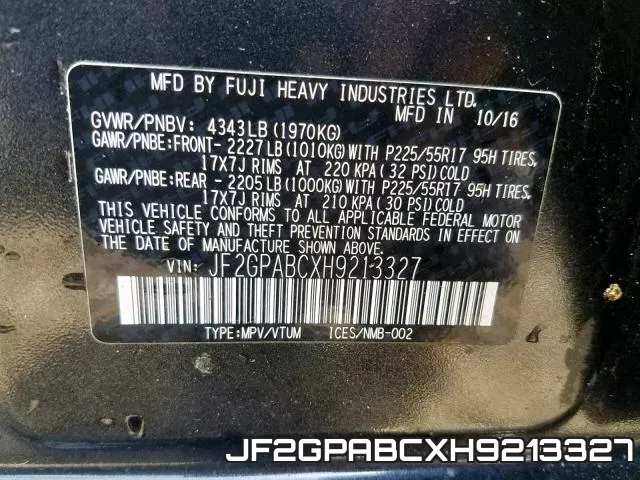 JF2GPABCXH9213327 фото 2