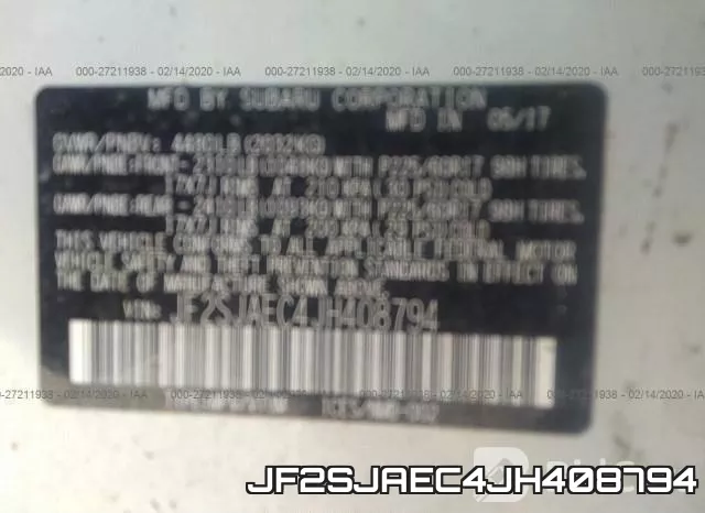 JF2SJAEC4JH408794 фото 10