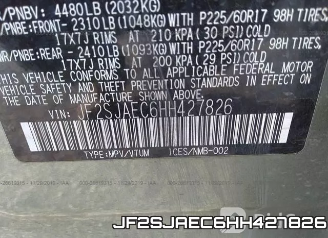 JF2SJAEC6HH427826 фото 10