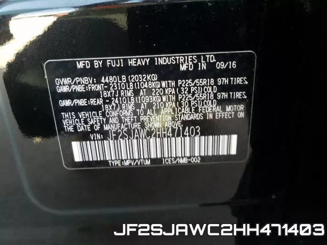 JF2SJAWC2HH471403 фото 2