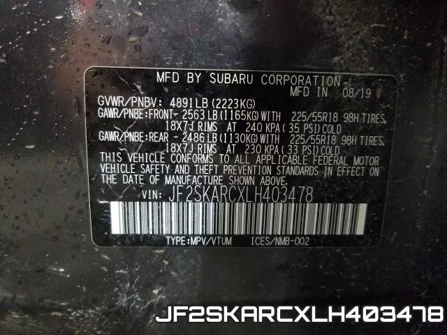 JF2SKARCXLH403478 фото 2
