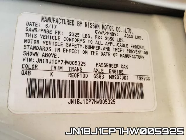 JN1BJ1CP7HW005325 фото 2