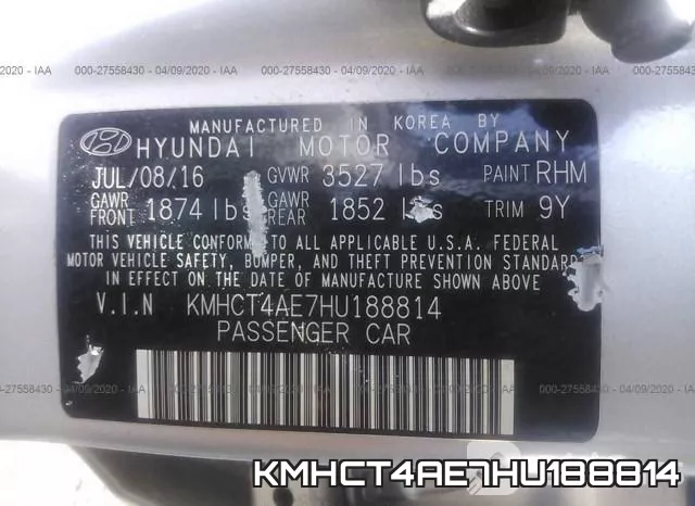 KMHCT4AE7HU188814 фото 10