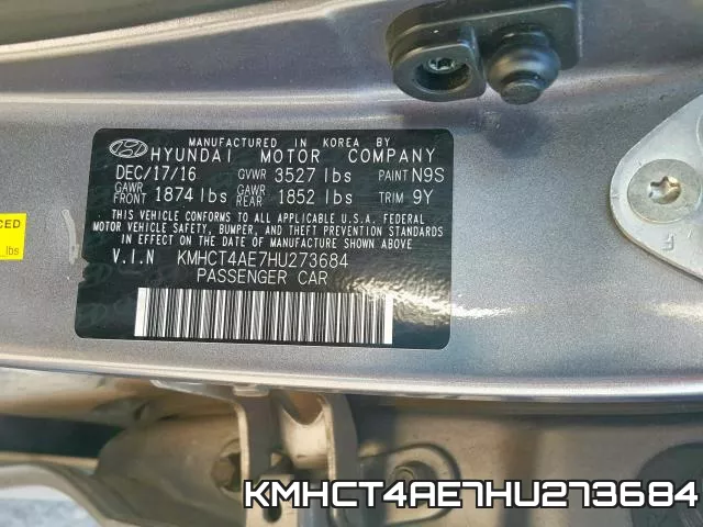 KMHCT4AE7HU273684 фото 2
