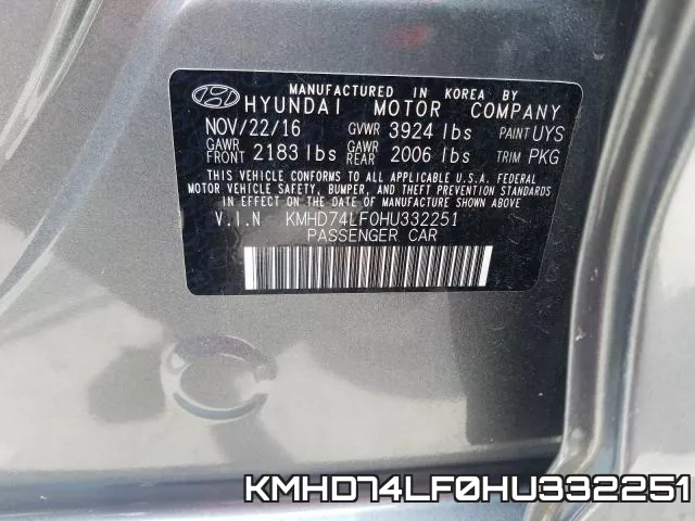 KMHD74LF0HU332251 фото 2