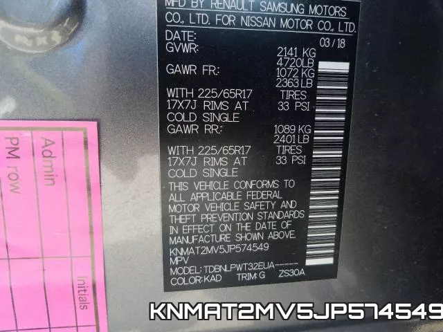 KNMAT2MV5JP574549 фото 2