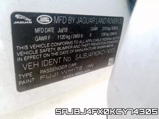 SAJBJ4FX0KCY74305 фото 2