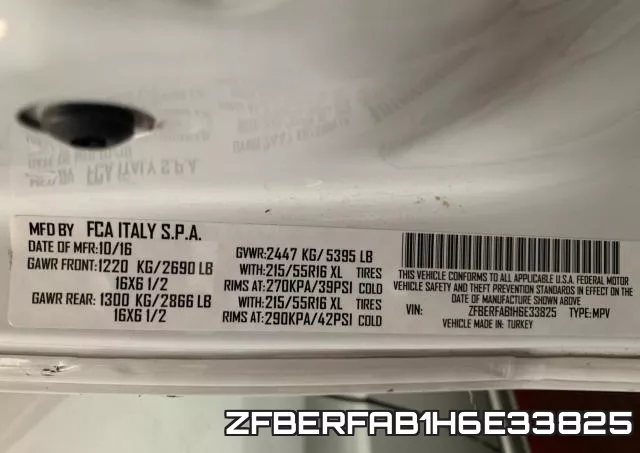 ZFBERFAB1H6E33825 фото 2