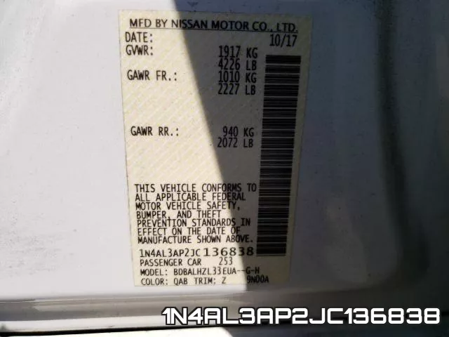 1N4AL3AP2JC136838 фото 2