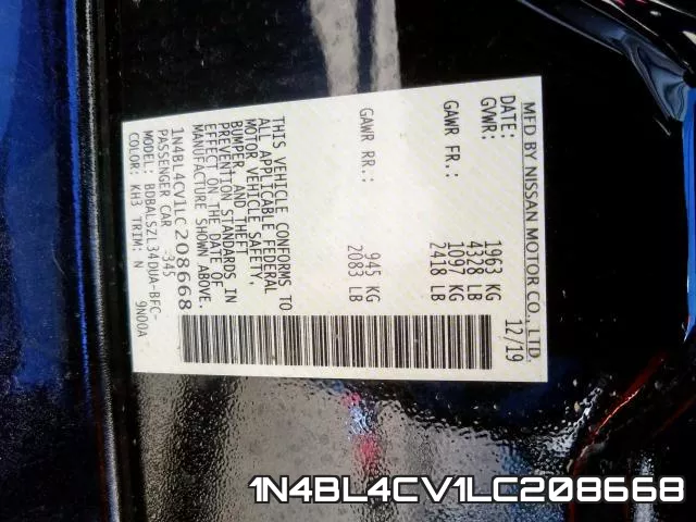 1N4BL4CV1LC208668 фото 2