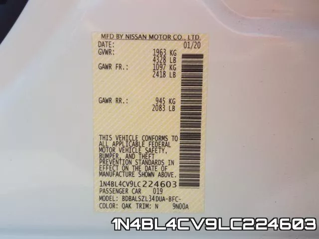 1N4BL4CV9LC224603 фото 2