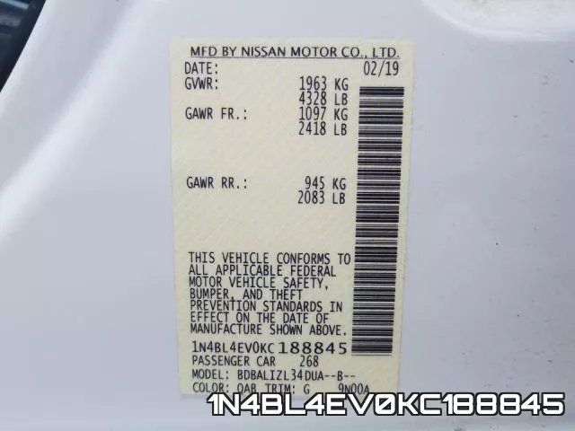 1N4BL4EV0KC188845 фото 2