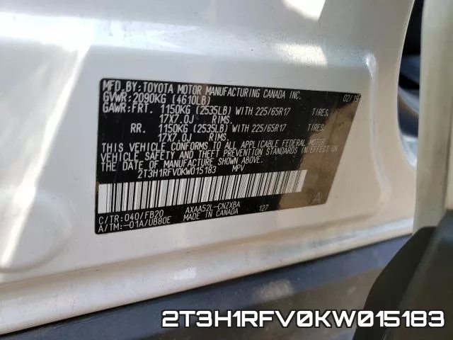 2T3H1RFV0KW015183 фото 2