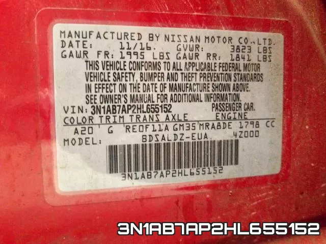 3N1AB7AP2HL655152 фото 2