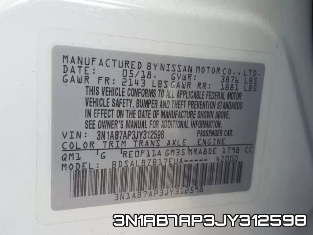 3N1AB7AP3JY312598 фото 2