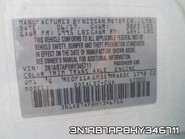 3N1AB7AP8HY346711 фото 2