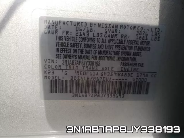 3N1AB7AP8JY338193 фото 2