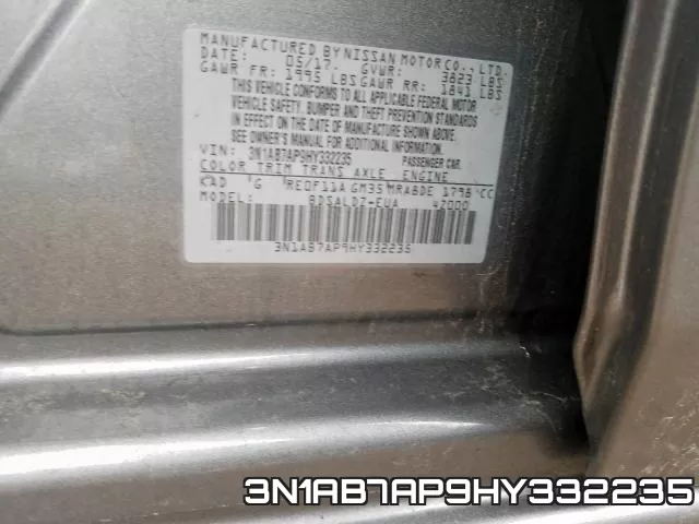 3N1AB7AP9HY332235 фото 2