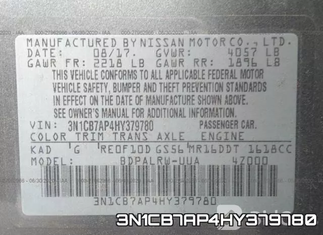 3N1CB7AP4HY379780 фото 10